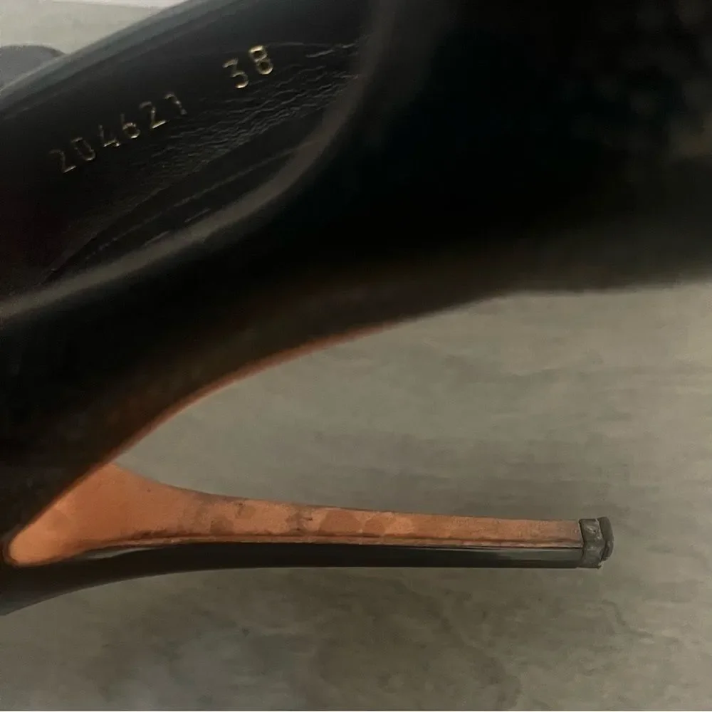 Alexander McQueen Leather Designer Stiletto Heels Womens 8 Black Paisley Luxury